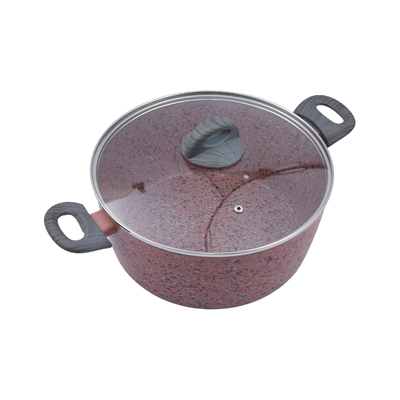 Kaserol aluminium palsu dengan granit merah jambu