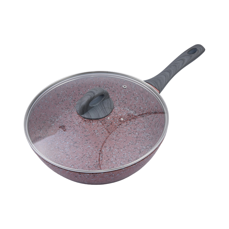 Aluminium Fry Pan dengan Granit Pink Lid