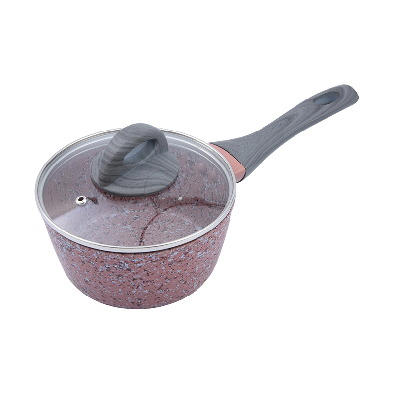 Kuali sos aluminium palsu dengan granit merah jambu